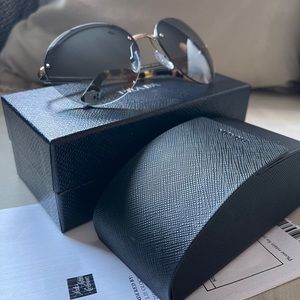 Prada 61mm round gold women’s sunglasses